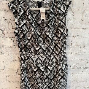Barneys New York Black and White Patterned Dress